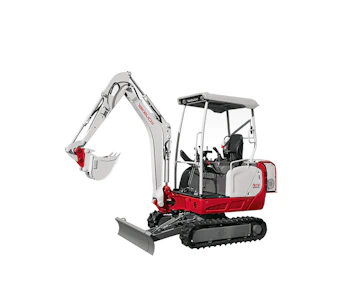 minibagger takeuchi tb216 sh hybrid von der seite