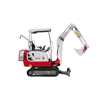 minibagger takeuchi tb216 sh hybrid von der seite