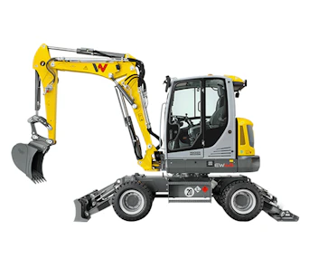 Mobilbagger Wacker EW65 online buchen mobilbagger wacker ew65 von der seite