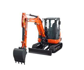 Minibagger Kubota KX 042 online mieten minibagger kubota kx 042 schraeg von vorne