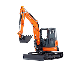 midibagger kubota u55 schraeg von vorne