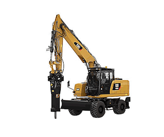 mobilbagger caterpillar cat m320f schraeg von vorne