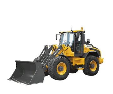 Radlader Volvo L45H online mieten radlader volvo l45h schraeg von der seite