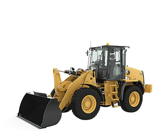 radlader caterpillar cat 910m schraeg von der seite 