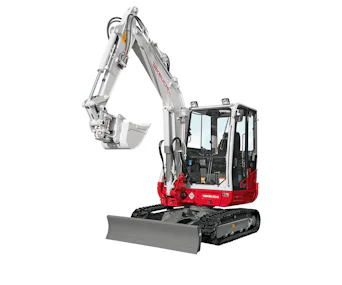 Minibagger Takeuchi TB 240 online mieten minibagger takeuchi tb 240 schraeg von vorne