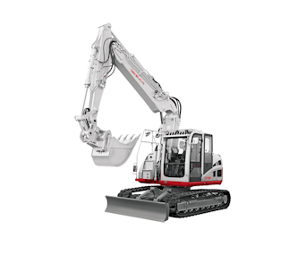 raupenbagger takeuchi tb 2150 schraeg von der seite