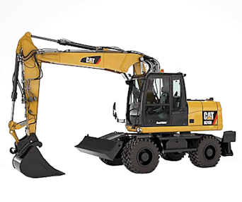 mobilbagger caterpillar m313d von der seite