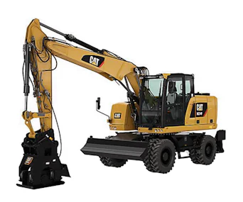 mobilbagger caterpillar cat m314f schraeg von der seite