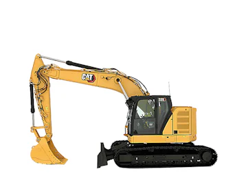 Raupenbagger Caterpillar CAT 325F online mieten raupenbagger caterpillar cat 325f von der seite