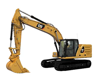 raupenbagger cat 323e schraeg von der seite