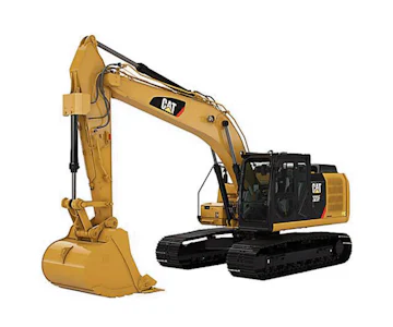 Kettenbagger Caterpillar CAT 323 F online mieten kettenbagger caterpillar cat 323 schraeg von der seite