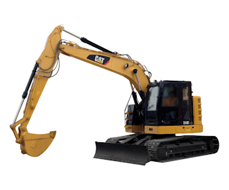 Raupenbagger CAT 314e schraeg von vorne