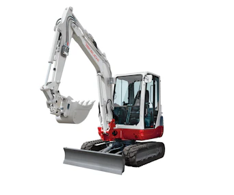 Minibagger Takeuchi TB 235 online mieten minibagger takeuchi tb 235 von vorne