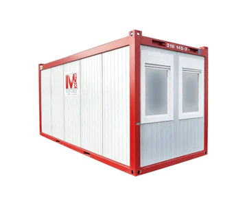 Bürocontainer MB20 von Mobilbox Bürocontainer MB20 von Mobilbox von außen mit Fenster