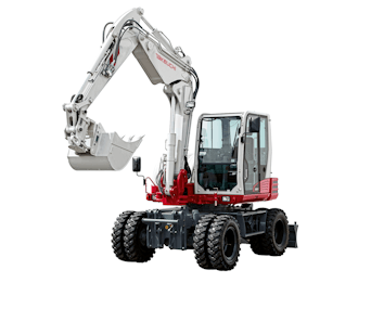 mobilbagger takeuchi tb295w schraeg von vorne