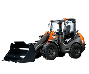 radlader hitachi zw 65  von der seite schraeg