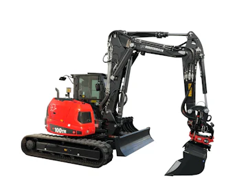 Midibagger Eurocomach TR100 online mieten midibagger eurocomach tr100 von der seite mit loeffel