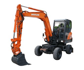 mobilbagger doosan dx55w von vorne
