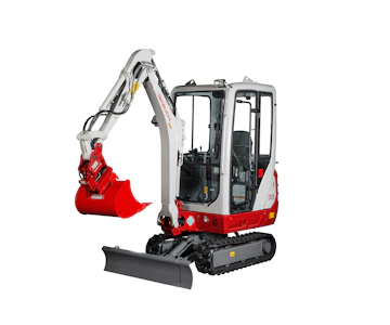 Bagger Takeuchi TB216 online mieten bagger takeuchi tb216 von vorne
