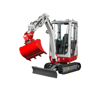Bagger Takeuchi TB016 online mieten bagger takeuchi tb016 von der linken seite