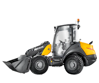 Radlader Mecalac AS600 online mieten radlader mecalac as600 von der seite mit schaufel