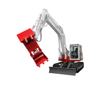Raupenbagger Takeuchi TB2150 online mieten bagger takeuchi tb1140 von vorne arm ausgefahren
