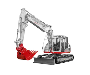 Raupenbagger Takeuchi TB2150R online mieten bagger takeuchi tb2150r von der seite