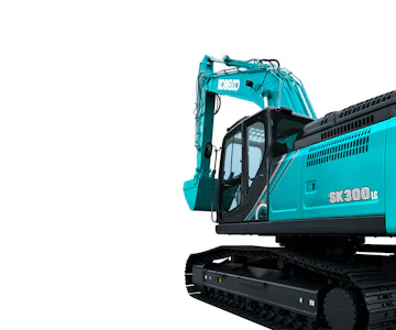 Raupenbagger Kobelco SK300 NLC online mieten raupenbagger kobelco sk300 nlc von der linken seite