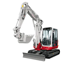 Midibagger Takeuchi TB370 online mieten midibagger takeuchi tb370 schraeg von der seite