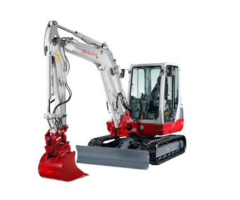 Midibagger Takeuchi TB250 online mieten bagger takeuchi tb145 von vorne