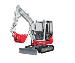Minibagger Takeuchi TB235 online mieten minibagger takeuchi tb235 von der seite