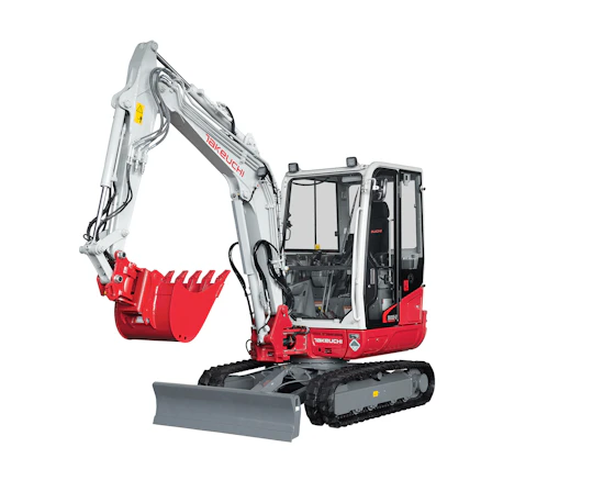 Minibagger Takeuchi TB235 online mieten minibagger takeuchi tb235 von der seite