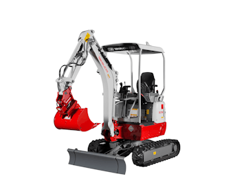 Takeuchi TB215, neu, mit Schutzdach und rotem Baggerloeffel