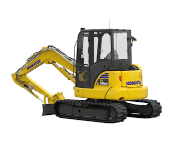 Midibagger Komatsu PC58MR online mieten midibagger komatsu pc58mr von der seite
