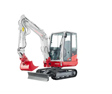 Bagger Takeuchi TB230 online mieten bagger takeuchi tb230 von vorne