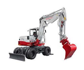 bagger takeuchi tb295w vorderansicht schraeg