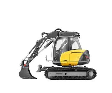Raupenbagger Mecalac 15MC online mieten raupenbagger mecalac 15mc von der seite