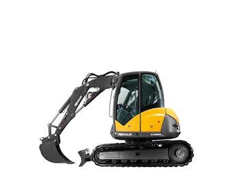 raupenbagger mecalac 8mcr von der seite mit loeffel