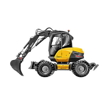 Mobilbagger Mecalac 11 MWR online mieten mobilbagger mecalac 11 mwr von der seite