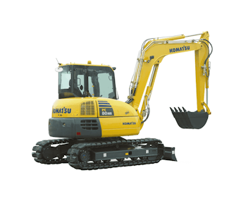 bagger komatsu pc80mr von hinten