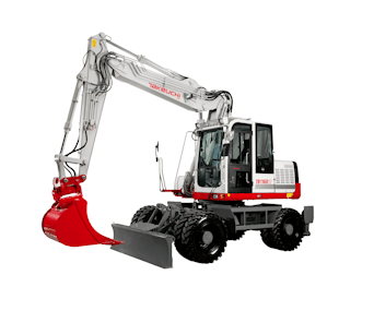 Mobilbagger Takeuchi TB1160W online mieten bagger takeuchi tb1160w von der linken seite
