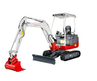 bagger takeuchi tb219 von der rechten seite mit buegeldach