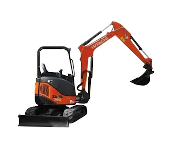 Minibagger Hitachi ZX29U-3 online mieten minibagger hitachi zx29u-3 von der seite