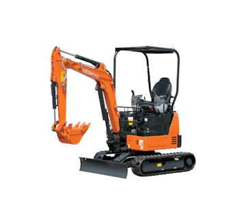 Minibagger Hitachi ZX17U online mieten minibagger hitachi zx17u schraeg von vorne
