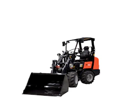 Radlader Kubota RT160 online mieten radlader kubota rt160 schraeg von vorne