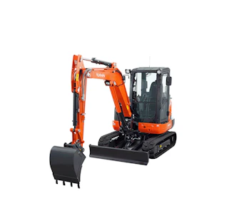 Minibagger Kubota U48 online mieten minibagger kubota u48 schraeg von vorne