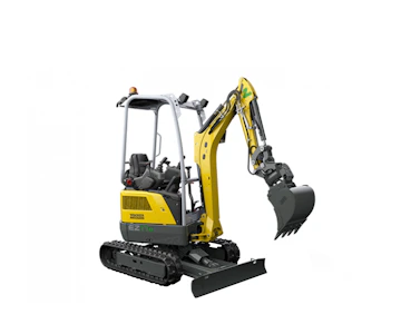 Minibagger Wacker Neuson EZ 17 E online mieten minibagger wacker neuson ez17e schraeg von vorne