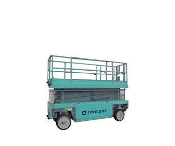 elektro scherenarbeitsbuehne sl12518e2wd schraeg von vorne