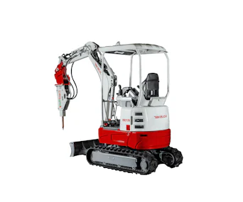 minibagger takeuchi tb217r von der hinteren linken seite