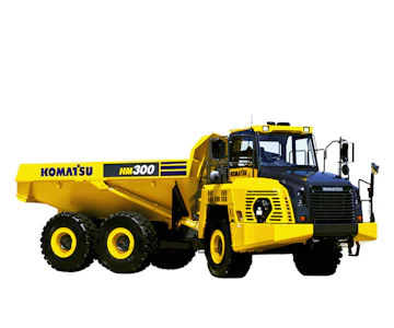 Muldenkipper Komatsu HM300 online mieten muldenkipper komatsu hm300 von der seite